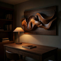 Drifting Ribbon Wall Sculpture in Warm Grained Hardwood, view 9 — view 9