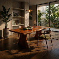 Mid Century Thick Top Dining Table For Contemporary Dining, view 9
