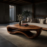 Freeform Loop Coffee Table with a Sculpted Wave Body, view 9