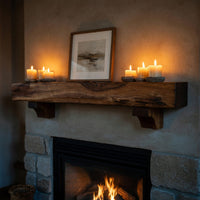 Solid Wood Floating Fireplace Mantel Rustic Live Edge Shelf Living Room, view 9