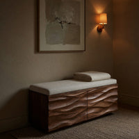 Solid Wood Entryway Storage Bench Wave Home, view 9
