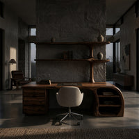 Trunk-Form Desk with Branching Wall Shelf Column, view 9