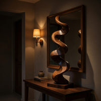 Solid Wood Sculpture Wall Art Mid Century Handmade Living Space, view 9