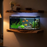 Solid Wood Aquarium Stand Cozy Living Room Rustic Floating Shelf, view 9