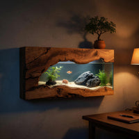 Solid Wood Aquarium Stand Wall Mounted Frame Living Room Office, view 9