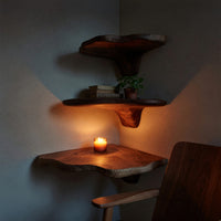 Solid Wood Mushroom Shelf Handcrafted Live Edge Modern, view 9