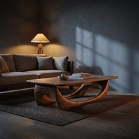 Minimal Coffee Table Smooth Curved Base For Living Room, view 9