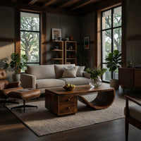 Halfmoon Drawer Coffee Table in Solid Hardwood, view 9