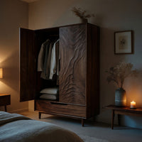 Solid Wood Wardrobe With Carved Door Bedroom, view 9