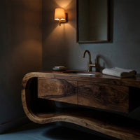 Solid Wood Bathroom Vanity Floating With Open Towel Shelf Modern Bath, view 9