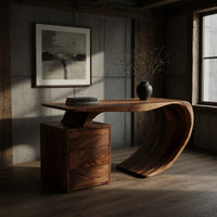 Scrollform Desk, Hand-Shaped from Solid Walnut, view 9