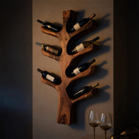 Solid Wood Wine Rack Sculptural Tree Branch Holder Kitchen, view 9