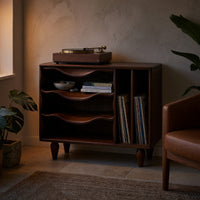 Solid Wood Record Player Stand Minimalist Audio Console Entertainment Interior Area, view 9