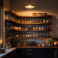 Solid Wood Spice Rack Rustic Style Kitchen Cabinet With Handmade Storage, view 9
