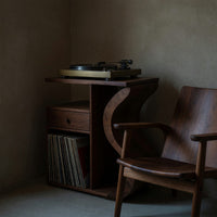 Solid Wood Record Player Stand Wave Vinyl Cabinet Boho Retreat, view 9