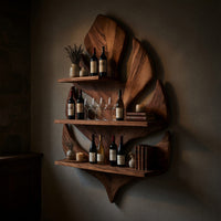 Solid Wood Wine Rack Boho Wall Living Space Arrangement, view 9