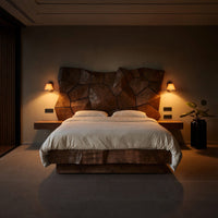 Solid Wood Bed Frame Sculptural Geometric Modern Bedroom, view 9