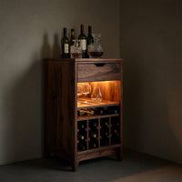 Solid Wood Bar Cabinet Wine With Bottle Shelves Drawer Kitchen, view 9
