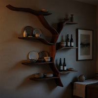 Solid Wood Wall Mounted Shelf Mid Century Living Room Storage, view 9