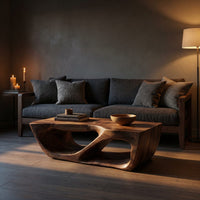 Modern Coffee Table With Curved Storage For Living Room, view 9