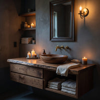 Solid Wood Bathroom Vanity Handcrafted Live Edge Interiors, view 9