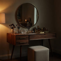 Solid Wood Dressing Table Mid Century Modern Vanity Desk With Drawers, view 9