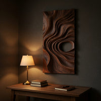 Deepcurrent Walnut Wall Art in Two Carved Panels, view 9 — view 9