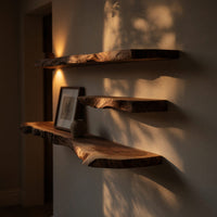 Solid Wood Natural Wood Floating Shelves Handcrafted Live Edge Shelf Christmas, view 9