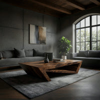 Foldline Coffee Table, Angular Solid Wood Sculpture, view 9