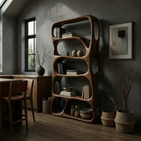 Five-Tier Bookshelf with Looped Oval Cutouts, view 9