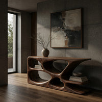 Burled Walnut Console Table for a Living Room, view 9