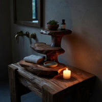 Solid Wood Corner Wall Bathroom Shelf Rustic Nature Inspired, view 9