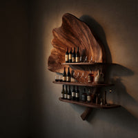 Solid Wood Wine Rack Boho Wall Stand Apartment Accent Feature, view 9
