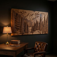 Layered Pine Forest Wall Art, Carved to Order in Solid Wood, view 9 — view 9