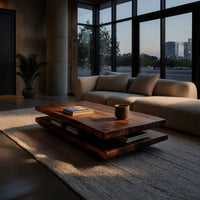 Floating Two-Tier Coffee Table with Open Storage Gap, view 9