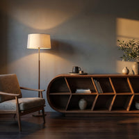 Mid Century Curved Tv Stand For Luxury Suite Interior, view 9