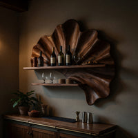 Solid Wood Wine Rack Mid Century Wall Condo Beverage Accent Storage, view 9