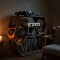 Solid Wood Record Player Stand Minimalist Music Studio Interior Area, view 9