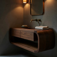 Solid Wood Bathroom Vanity Wall Mounted With Drawers, view 9