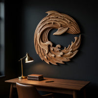 Curled Swell Wave Wall Sculpture in Solid Walnut, view 9 — view 9