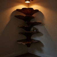 Solid Wood Corner Shelf Boho Leaf Shape Nursery Wall Decor Display, view 9