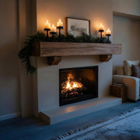 Solid Wood Floating Fireplace Mantel Rustic Beam Living Room, view 9