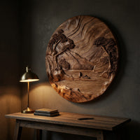 Stillwater Rondel Carved Lake Scene Wall Sculpture, view 9 — view 9