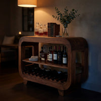 Solid Wood Bar Cabinet Wine With Rounded Edges Dining Island, view 9