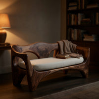 Solid Wood Sofa Mid Century Sculptural Frame Patio, view 9