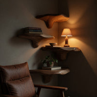 Solid Wood Mushroom Shelf Mid Century Handcrafted Entryway, view 9