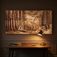 Redwood Camp and Mountain Carved Timber Wall Panel, view 9 — view 9
