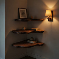 Solid Wood Natural Wood Floating Shelves Farmhouse Solid Corner Shelf Bedroom, view 9
