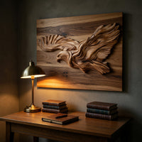 Diving Eagle Wall Sculpture in Pale Honey Hardwood, view 9 — view 9