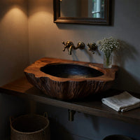 Solid Wood Sink Vanity Mid Century Wall Mounted Bathroom Unique Bathroom, view 9